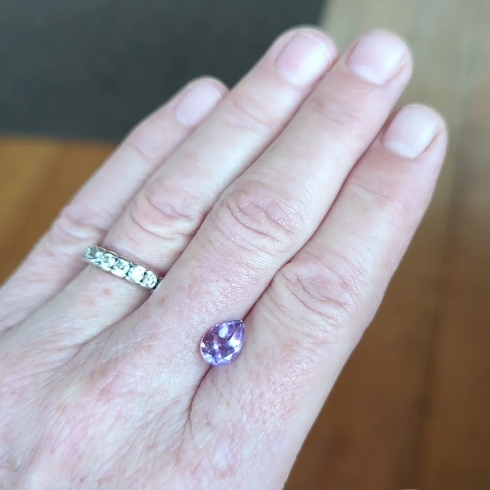 Teardrop Purple Amethyst Ring Gem for Fine Jewelry